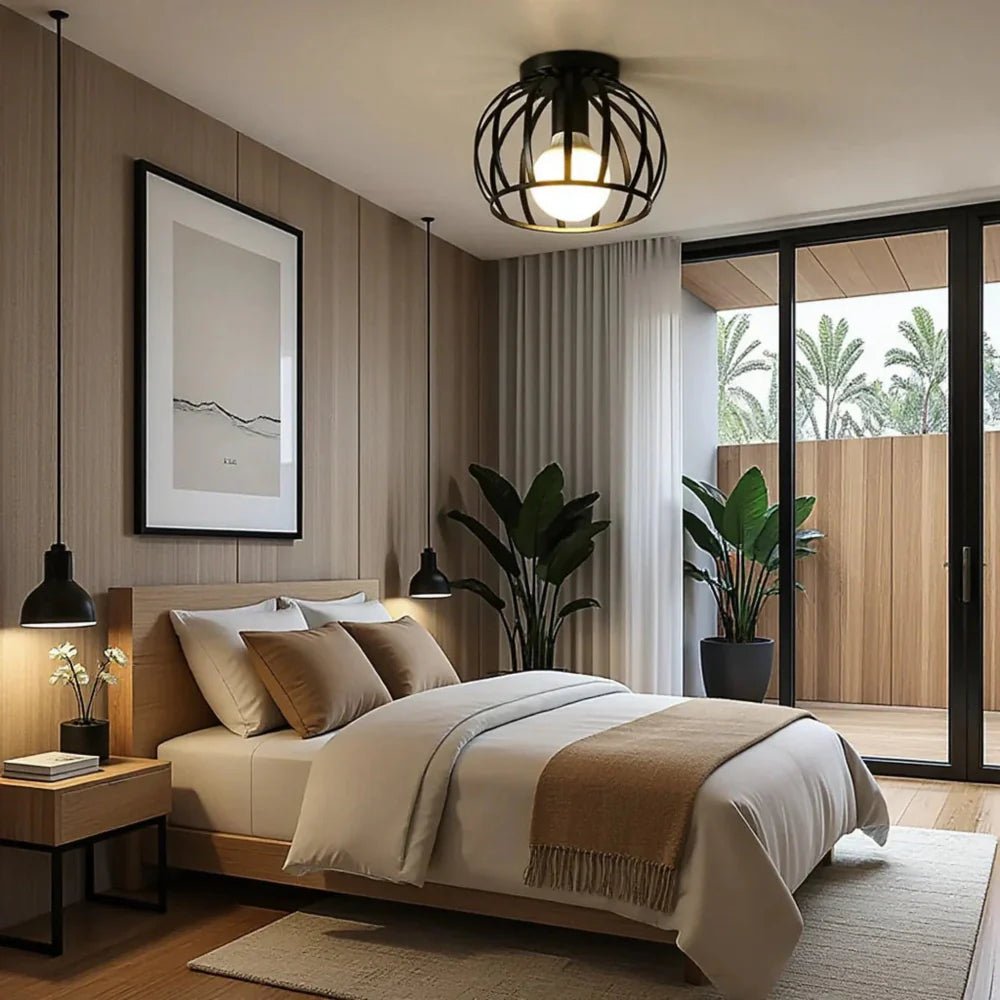 Industrial Ceiling Light - Vintage Black Metal Ceiling Lamp for Living Room 1