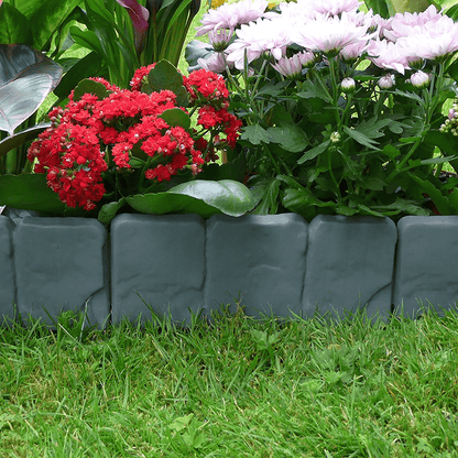 Decorative Garden Stones - 10-Piece Cobblestone Effect Lawn Border for Flower Beds and Plants-4