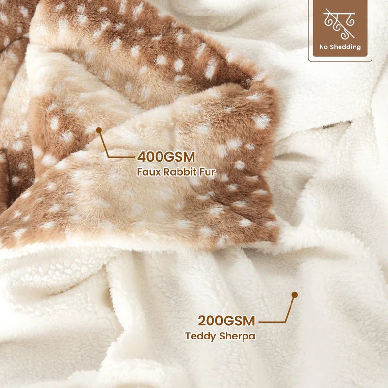 DEERCOZY – Cozy Deer Print Faux Fur Throw Blanket – Double-Sided Plush Comfort 5