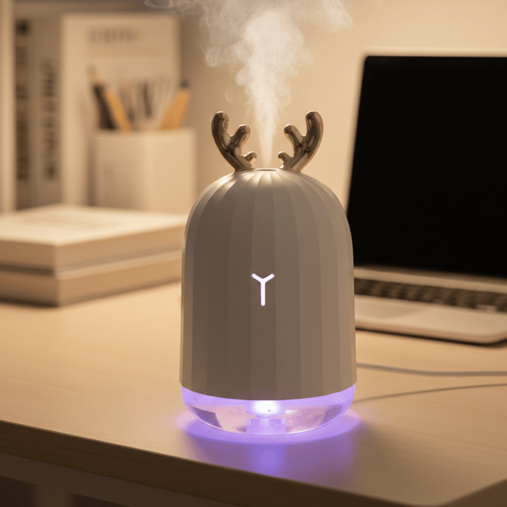 DEERMIST – Mini Deer Humidifier, Ultra Quiet with Color LED Lights & Automatic Shutdown 0
