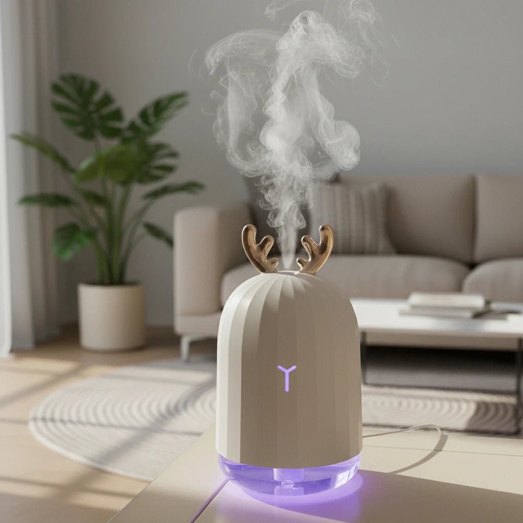 DEERMIST – Mini Deer Humidifier, Ultra Quiet with Color LED Lights & Automatic Shutdown 1
