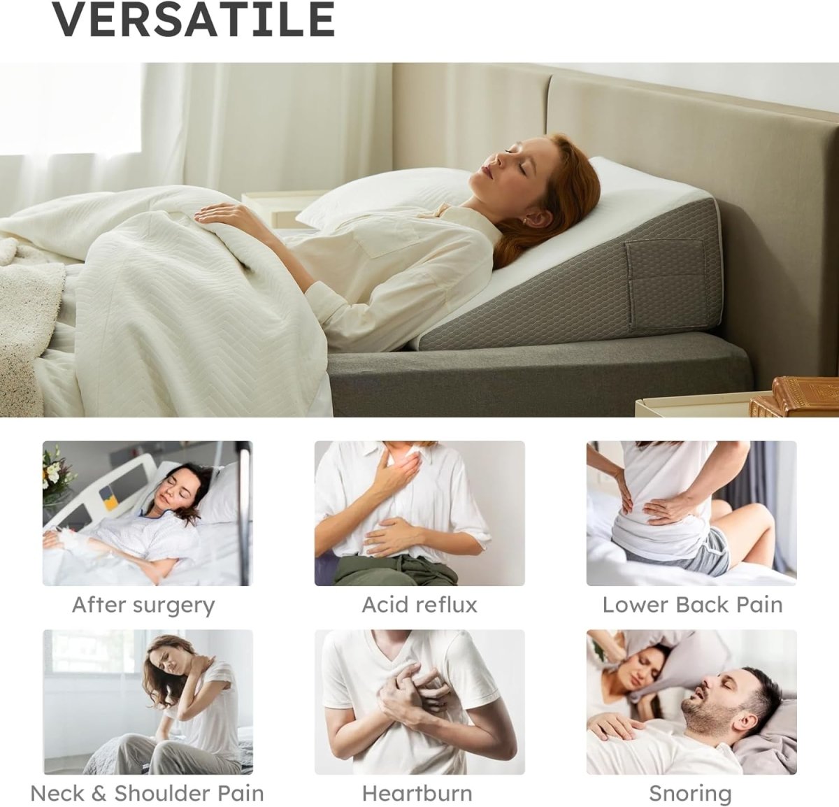 Deluxe Wedge Pillow – Ergonomic Incline Pillow with Memory Foam