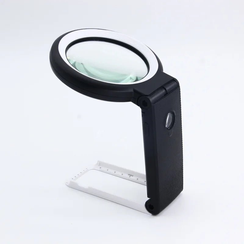 High-Power Foldable Magnifying Glass with 18 LED Lights & Stand - 10X/30X Magnification 0