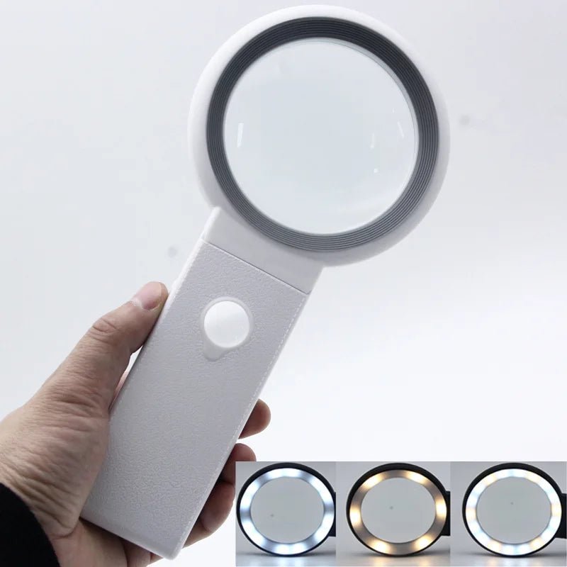 High-Power Foldable Magnifying Glass with 18 LED Lights & Stand - 10X/30X Magnification 4