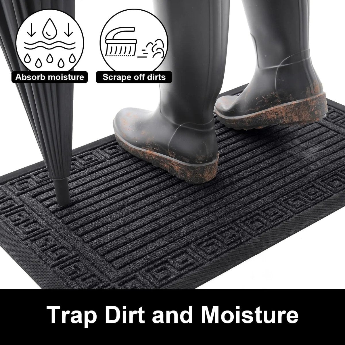 MUDLOCK – Anti-Slip Rubber Door Mat with Strong Dirt Trapping Design 1