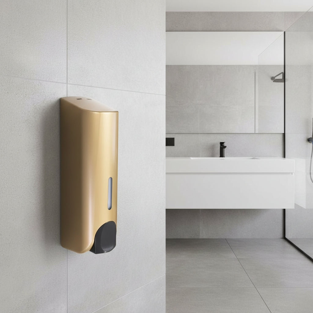 DISPENZA – Dispensador de ducha montado en la pared para almacenamiento limpio y sin desorden