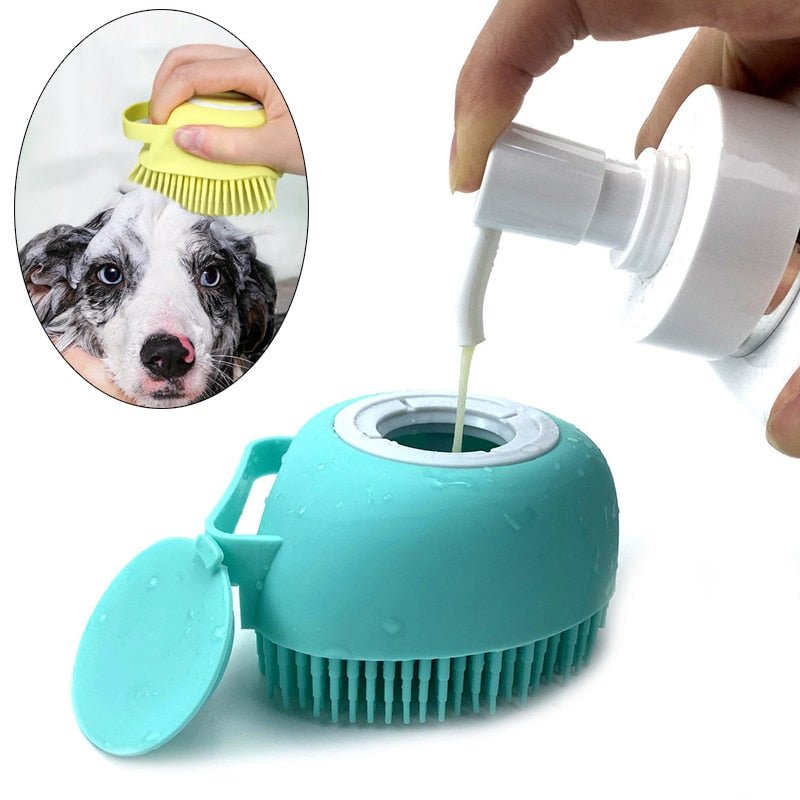  Dogease-shower massage brush for dogs with a shampoo donor-1