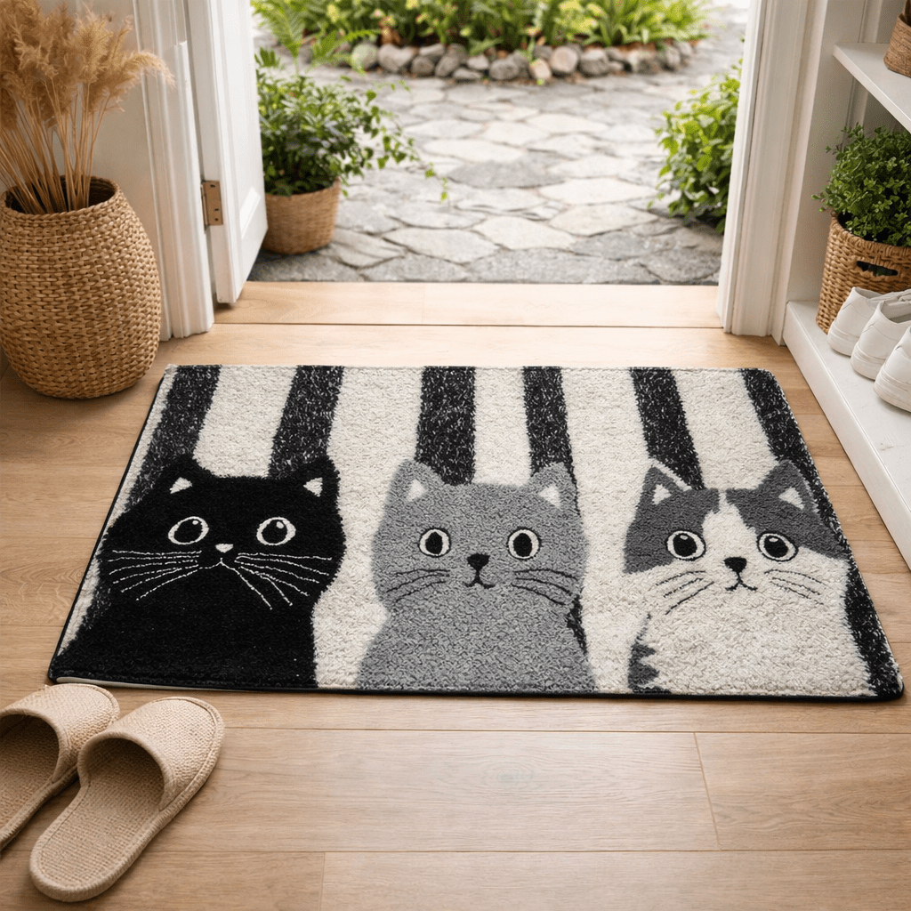 DOORMEOW – Raidallinen sarjakuvakissa-kynnysmatto sisä- ja ulkokäyttöön