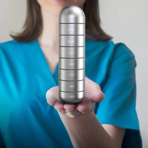 PILLFORGE – Waterproof Aluminum 7-Day Pill Organizer with Large Capacity 1