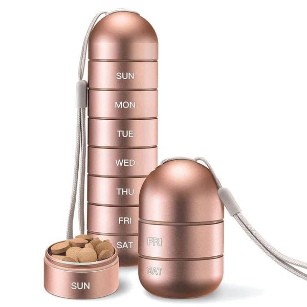 PILLFORGE – Waterproof Aluminum 7-Day Pill Organizer with Large Capacity 7