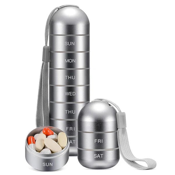 PILLFORGE – Waterproof Aluminum 7-Day Pill Organizer with Large Capacity 6