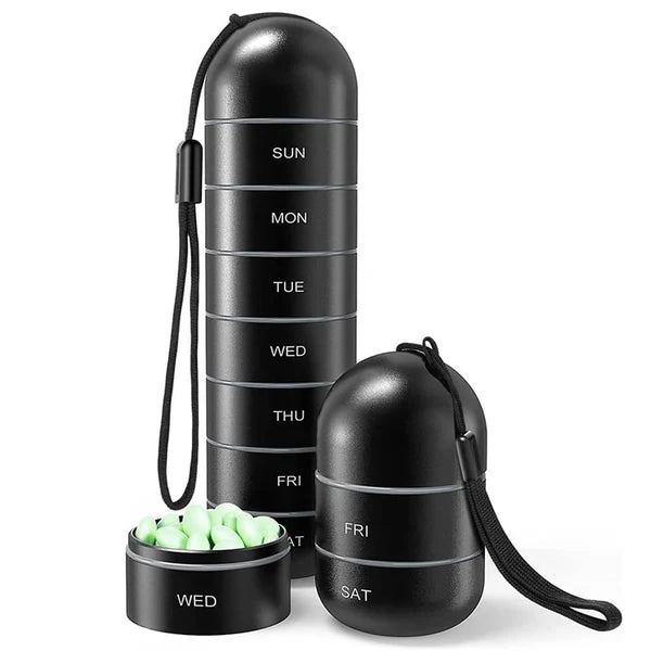 PILLFORGE – Waterproof Aluminum 7-Day Pill Organizer with Large Capacity 8