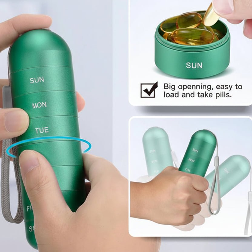 PILLFORGE – Waterproof Aluminum 7-Day Pill Organizer with Large Capacity 3
