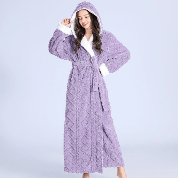 Cozy Haven - Plush Long Hooded Robe with Pockets, Soft & Water-Absorbing 1