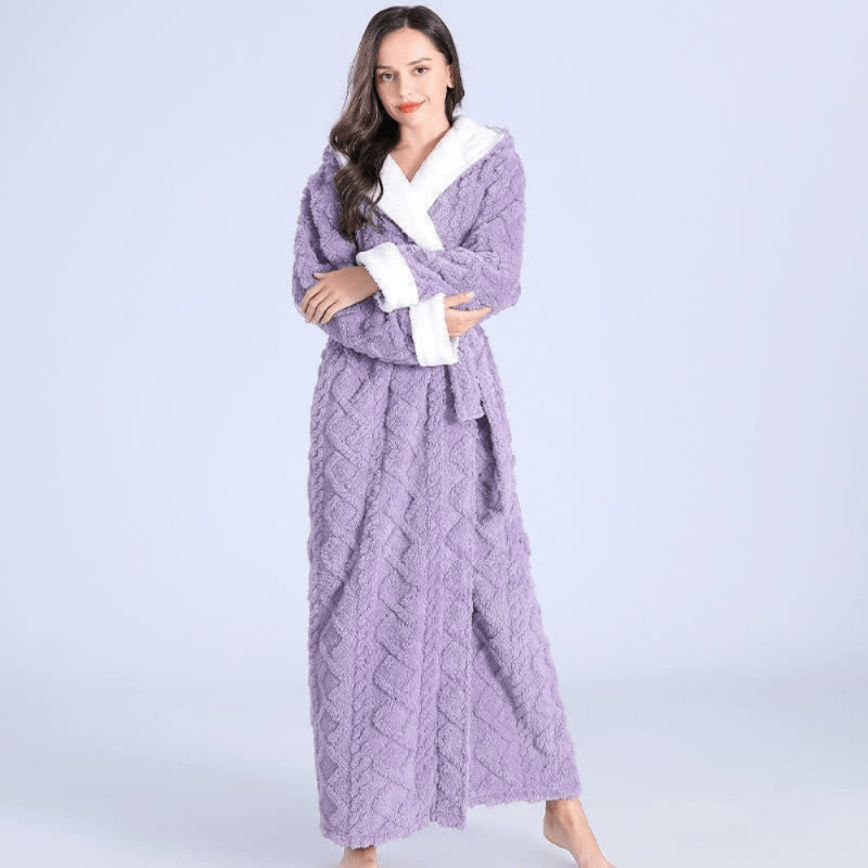 Cozy Haven - Plush Long Hooded Robe with Pockets, Soft & Water-Absorbing 0