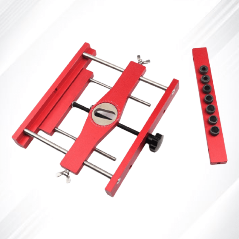 Adjustable Punch Locator for Accurate Hole Drilling – Durable Aluminum Alloy Tool with 4 Hole Guides, Red-2