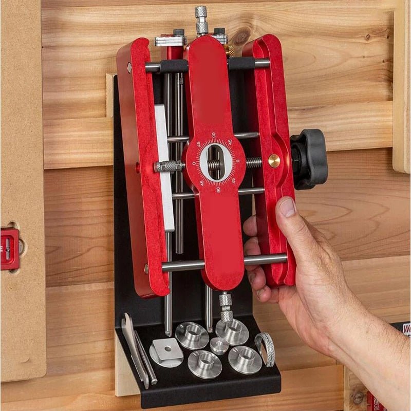 Adjustable Punch Locator for Accurate Hole Drilling – Durable Aluminum Alloy Tool with 4 Hole Guides, Red-6