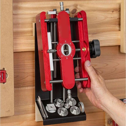 Adjustable Punch Locator for Accurate Hole Drilling – Durable Aluminum Alloy Tool with 4 Hole Guides, Red-6