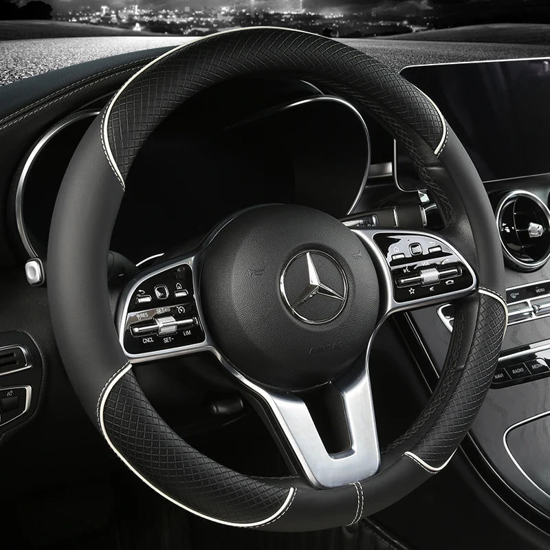 Premium Leather Diamond Steering Wheel Cover - Universal Fit 14.5-15 Inch, Anti-Slip Design, Comfortable Grip 11
