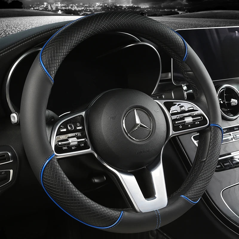 Premium Leather Diamond Steering Wheel Cover - Universal Fit 14.5-15 Inch, Anti-Slip Design, Comfortable Grip 1