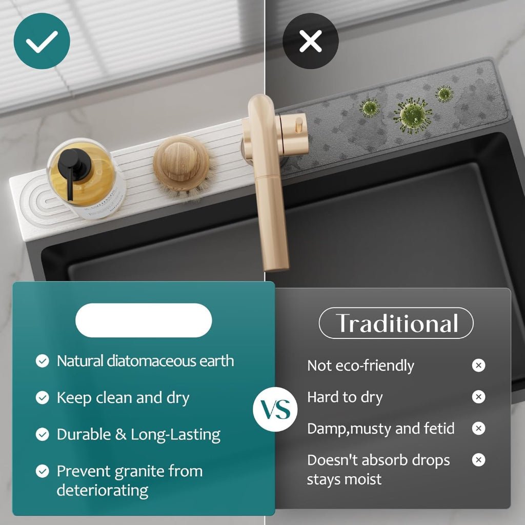DRYSTONE – Ultra-Absorbent Diatomite Drying Mat for Cleaner Sink Spaces 5
