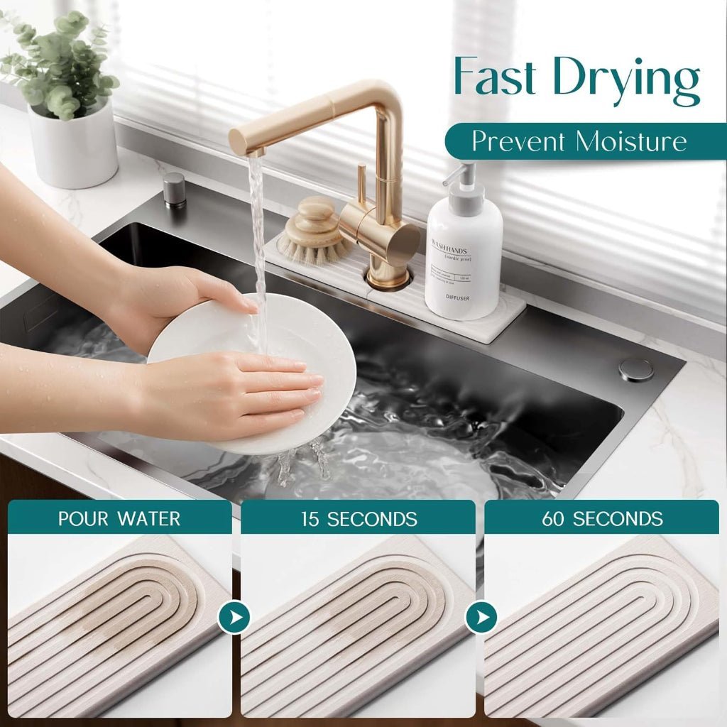 DRYSTONE – Ultra-Absorbent Diatomite Drying Mat for Cleaner Sink Spaces 7