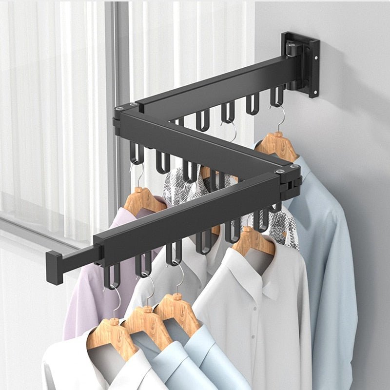 HANGSAVE – Wall-Mounted Retractable Clothes Dryer with Folding Hanger Design 3