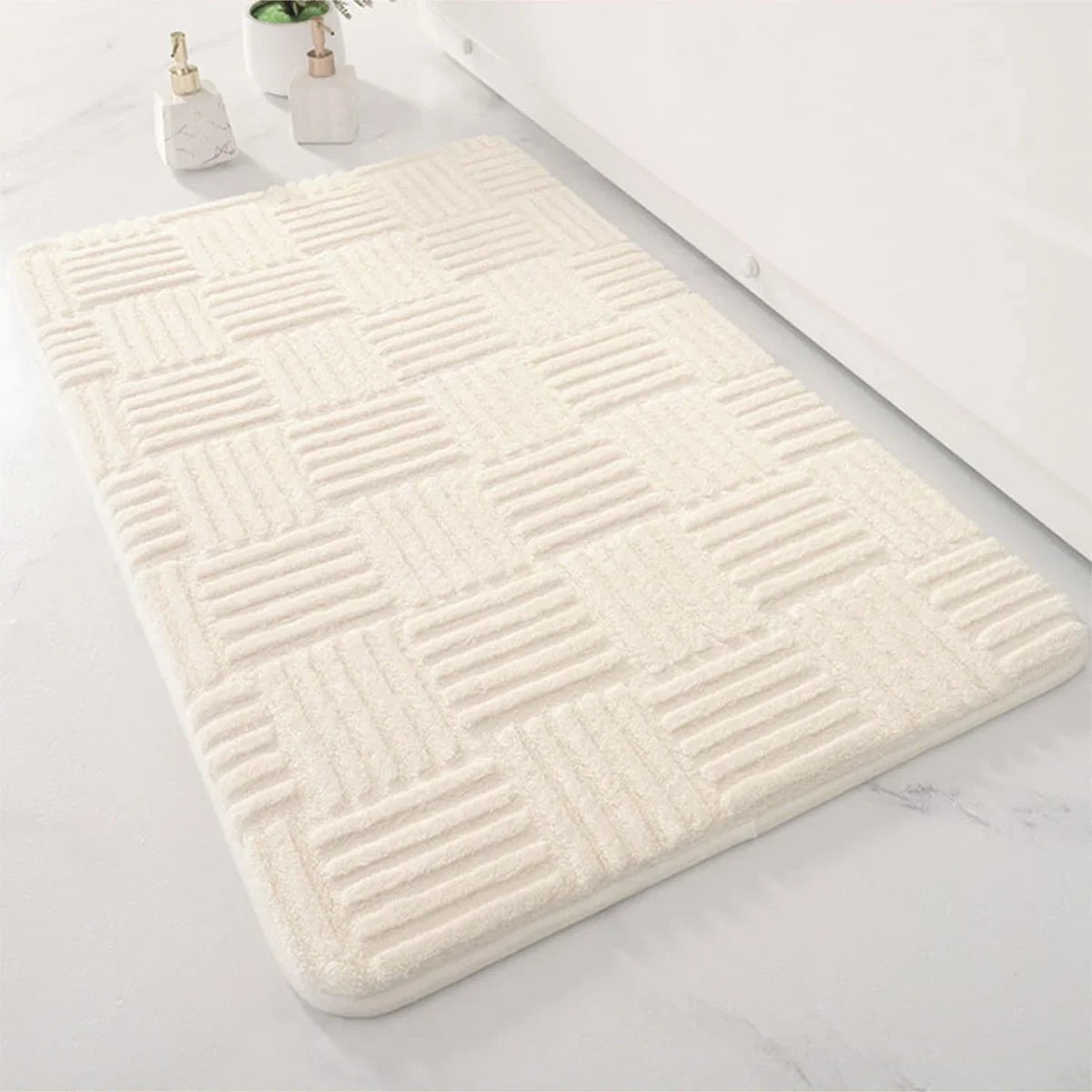 Thick Striped Non-Slip Bath Mat - Absorbent Bathroom Mats for Safety and Comfort 2