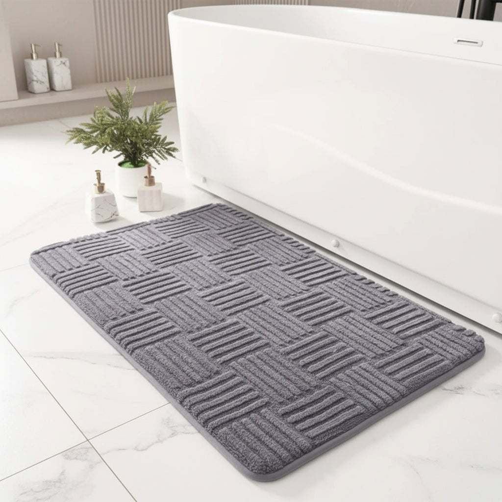 Thick Striped Non-Slip Bath Mat - Absorbent Bathroom Mats for Safety and Comfort 0
