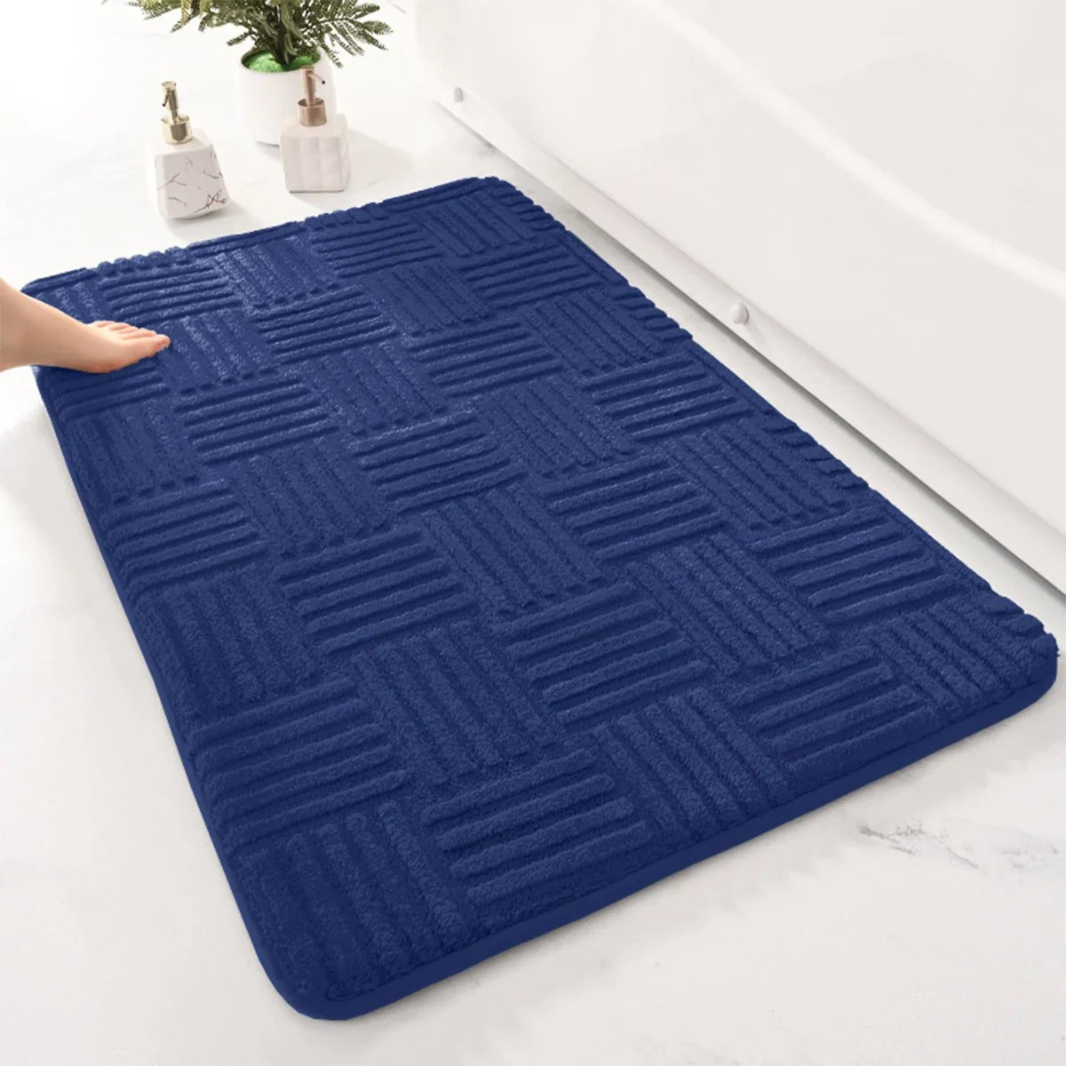 Thick Striped Non-Slip Bath Mat - Absorbent Bathroom Mats for Safety and Comfort 4