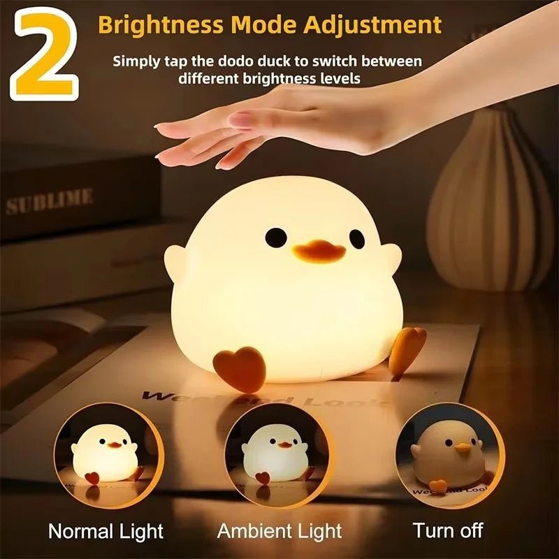 DUCKYGLOW – Cute Duck LED Night Light with Touch Sensor Silicone Lamp for Kids 4