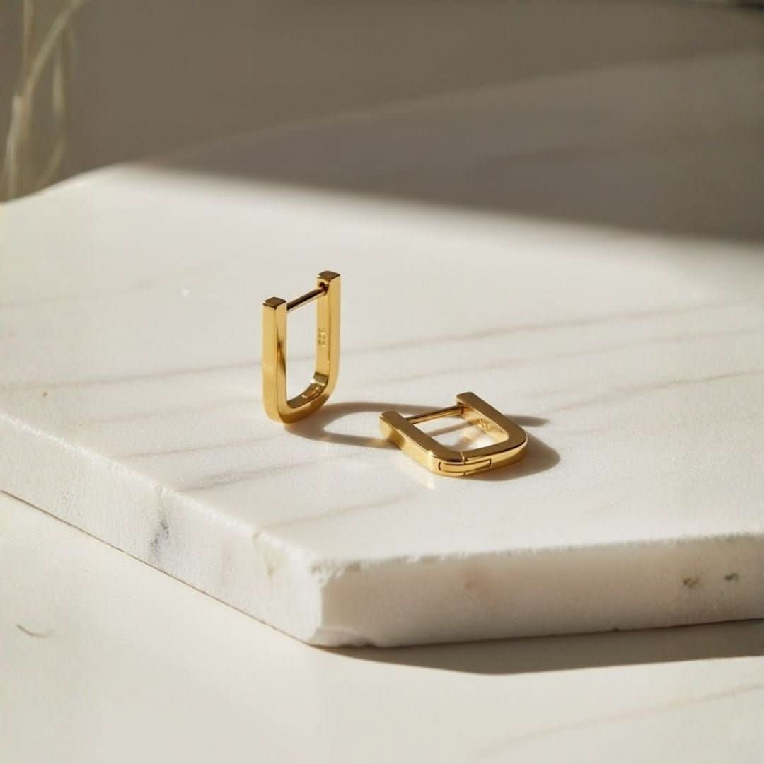 Dune Line Square Gold Silver Earrings