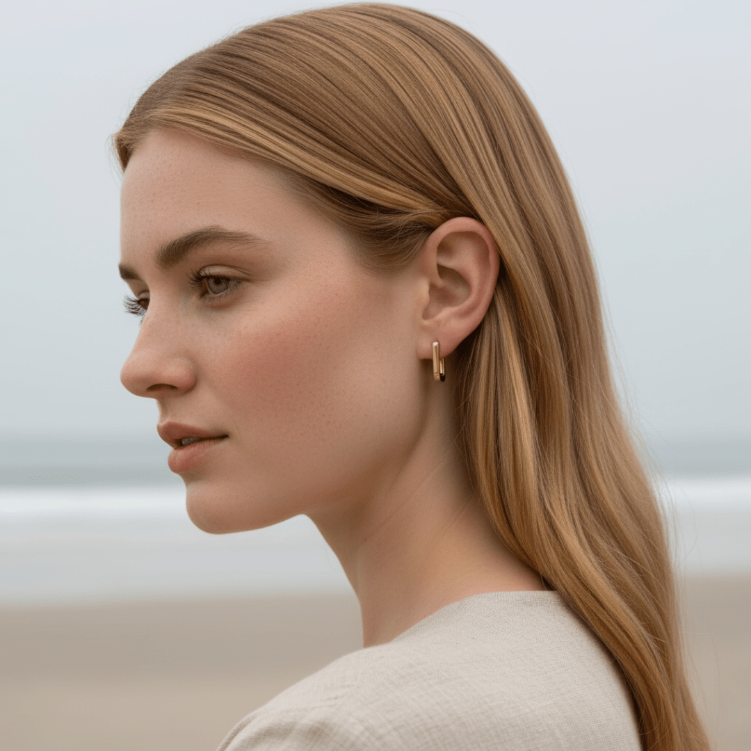 Dune Line Square Gold Silver Earrings