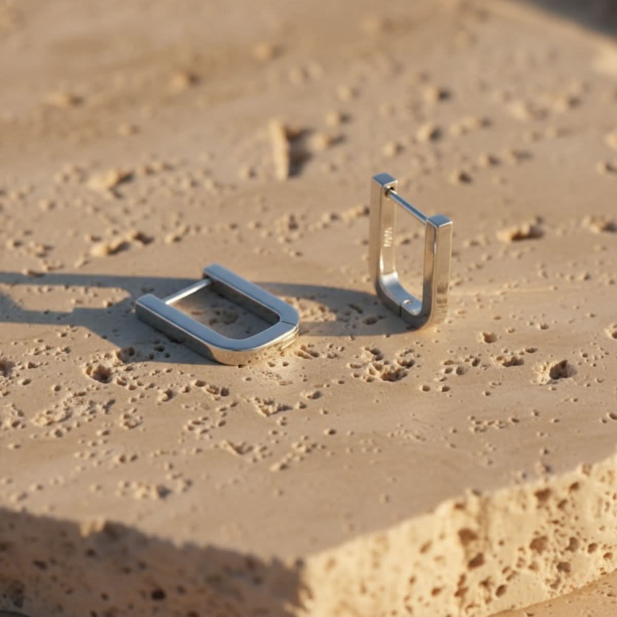 Dune Line Square Gold Silver Earrings