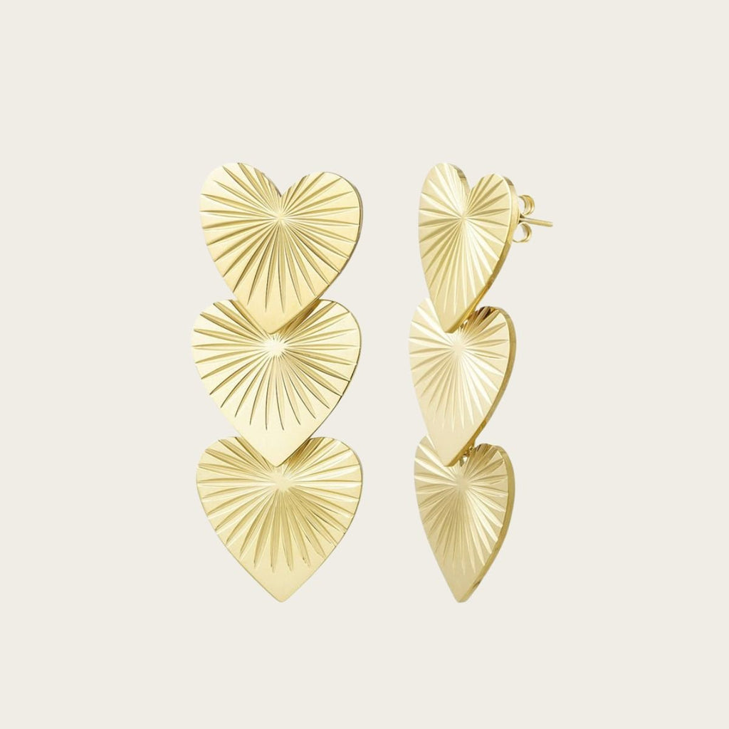 Dune Gesculpteerde Gouden Hart Oorbel