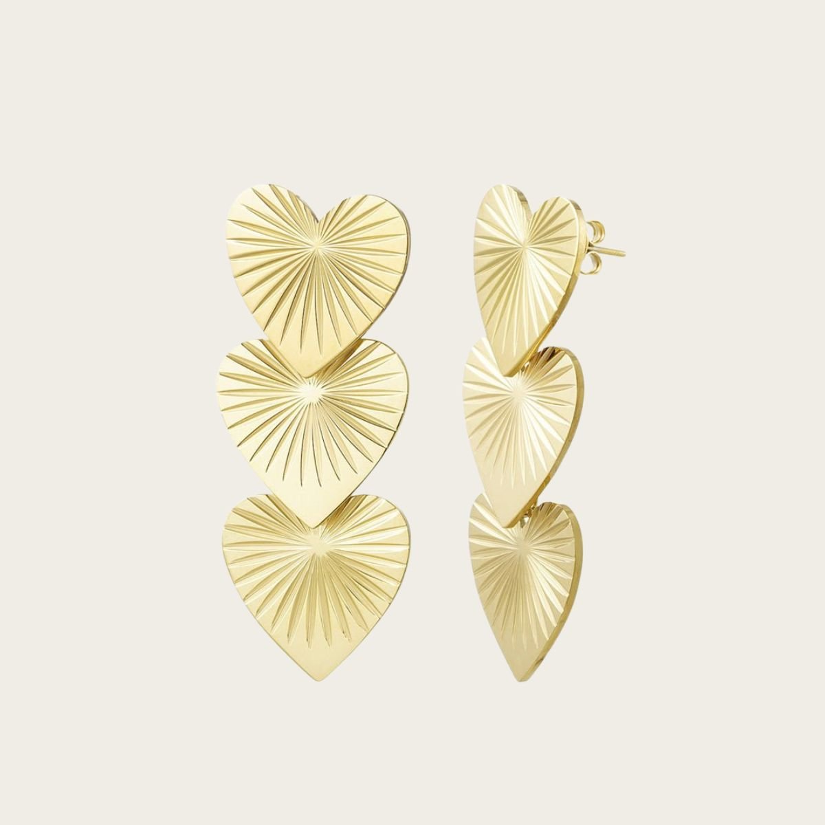 Dune Gesculpteerde Gouden Hart Oorbel