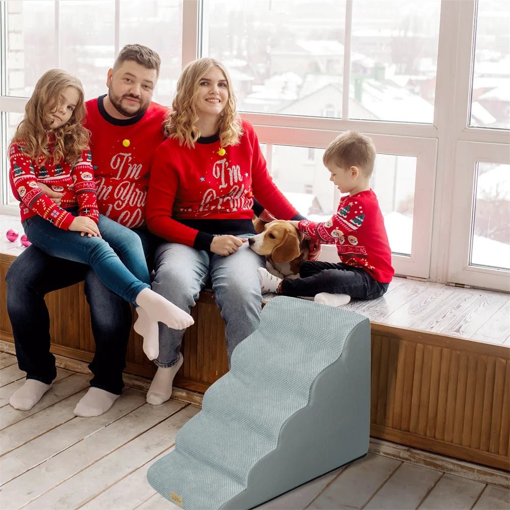 Foam Dog Ramp - 5-Step Pet Stairs for High Beds & Sofas with Washable Cover 3