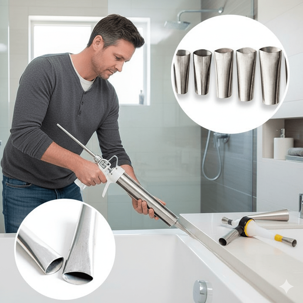 EASYSEAL PRO – 14-delige roestvrijstalen kitpistoolmondstukset voor een soepele en nauwkeurige kitapplicatie