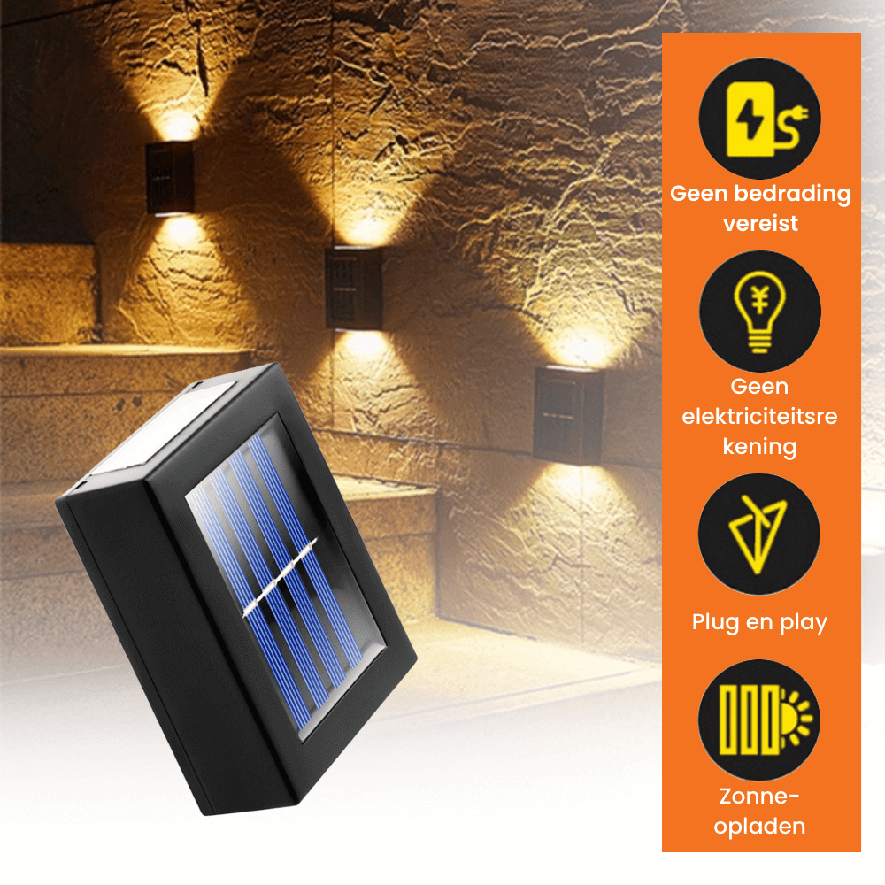 Solar LED Wall Lamps - Waterproof Wireless Garden Lights for Outdoor Use, Easy Installation Solar Lamp-1