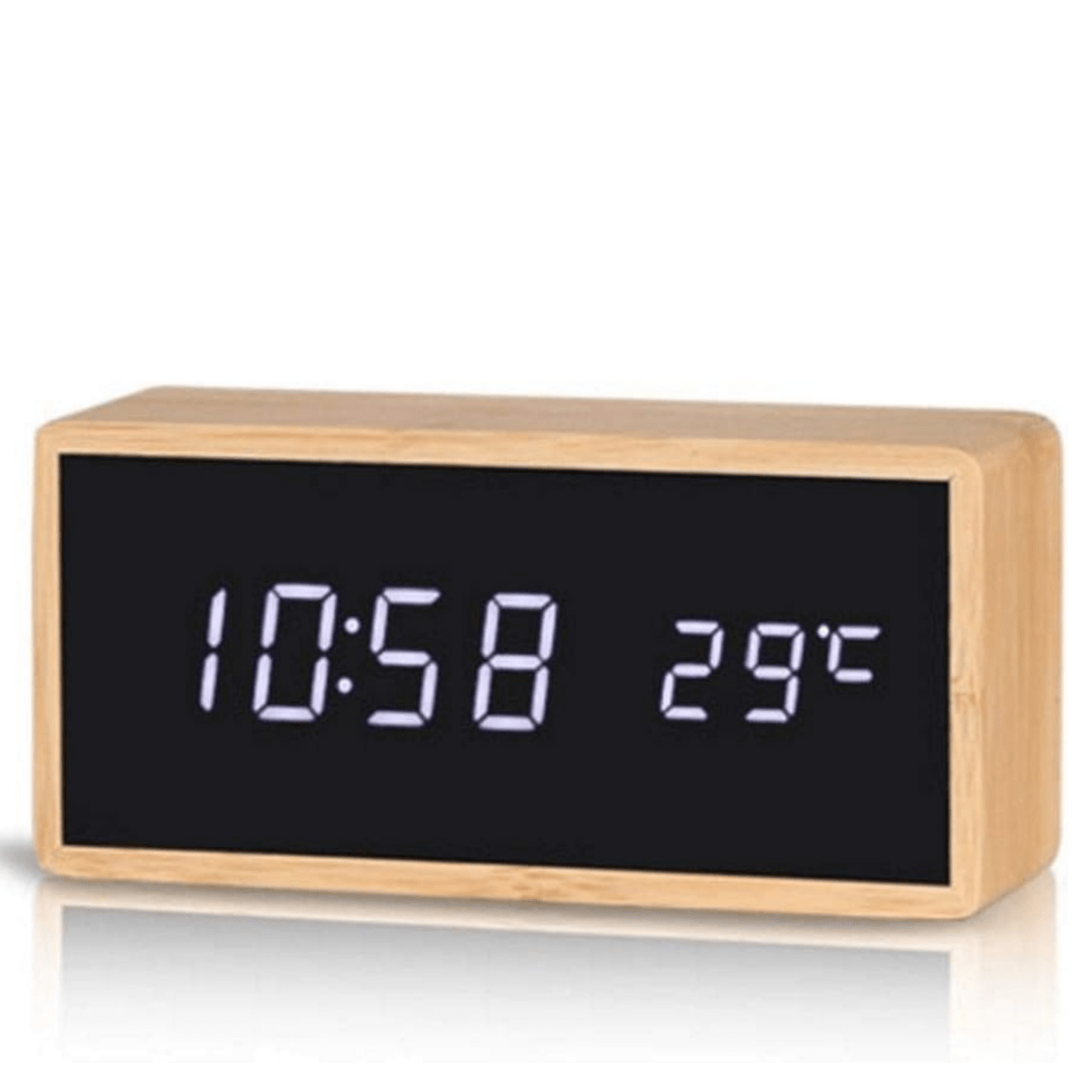 ECOCLOCK – Réveil LED en bambou avec affichage de l'heure et de la température