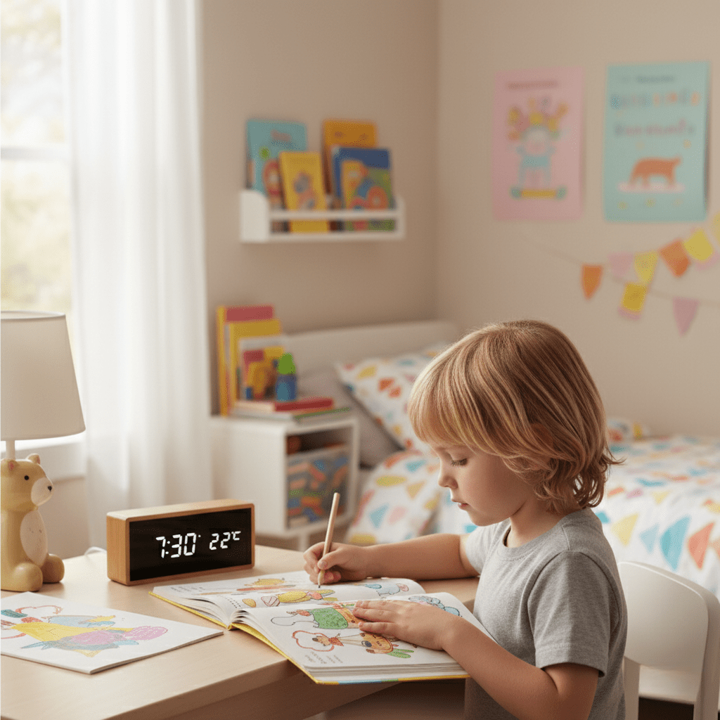 ECOCLOCK – Réveil LED en bambou avec affichage de l'heure et de la température
