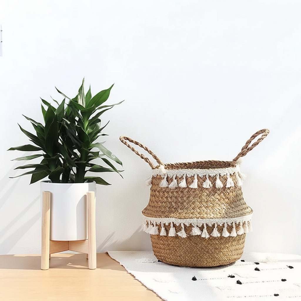 PLANTIQUE – Handmade Bamboo Wicker Basket Foldable Planter Storage 1