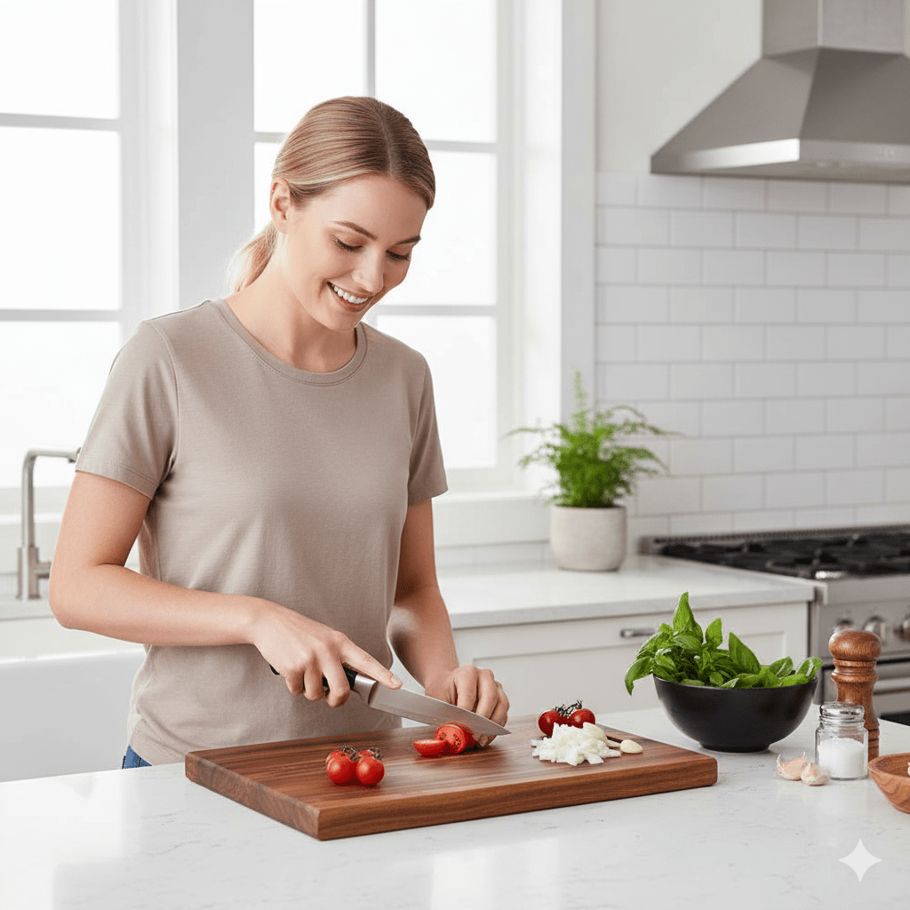 ECOSLICE – Planche à découper en bois d'acacia durable avec surface antibactérienne