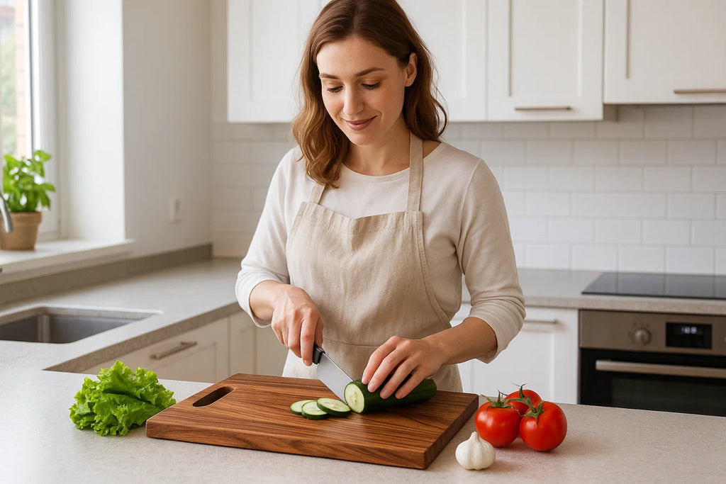 ECOSLICE – Planche à découper en bois d'acacia durable avec surface antibactérienne