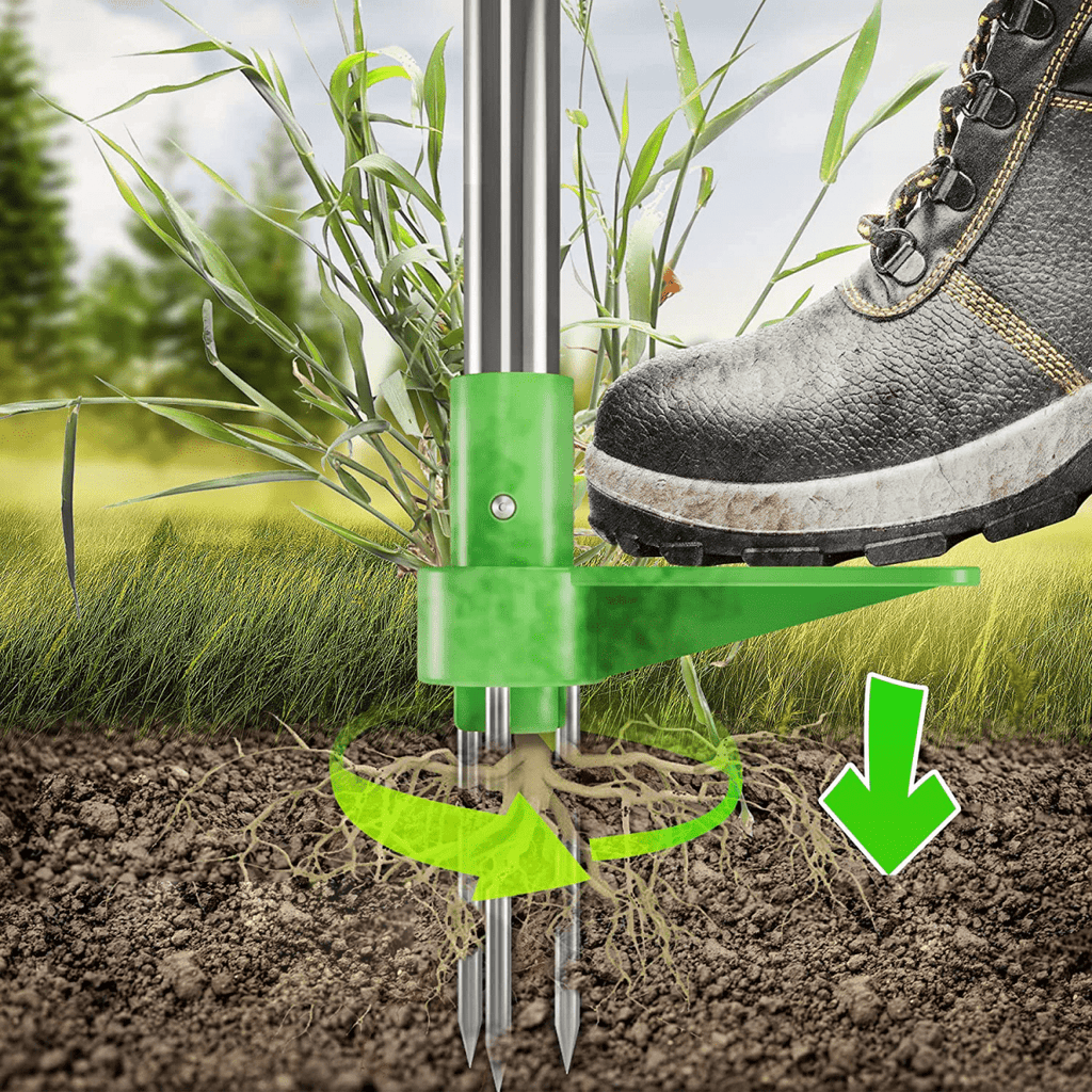 Efficient Standing Weed Puller – Foot-Operated Lawn Care Tool for Easy Weed Removal, Eco-Friendly Design, Silver and Green-3