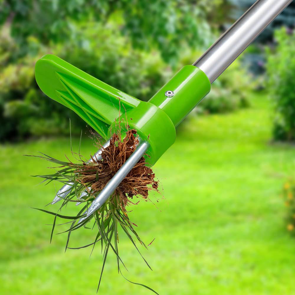 Efficient Standing Weed Puller – Foot-Operated Lawn Care Tool for Easy Weed Removal, Eco-Friendly Design, Silver and Green-4