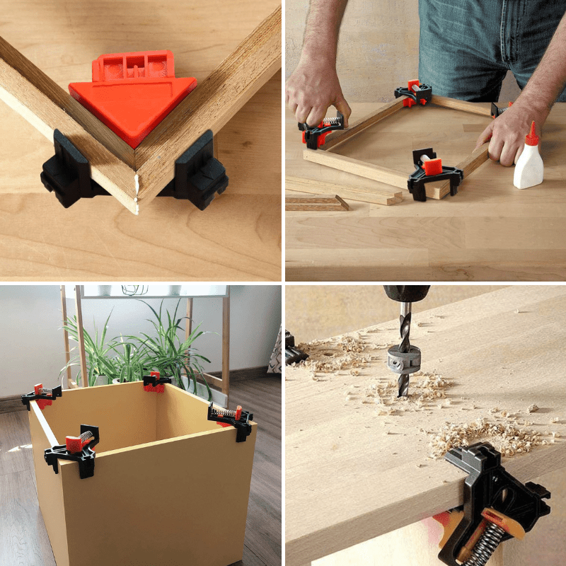 Efficient Woodworking Clamp Set with Ergonomic Handles and Corner Pieces for Precision Work - Black and Orange-6