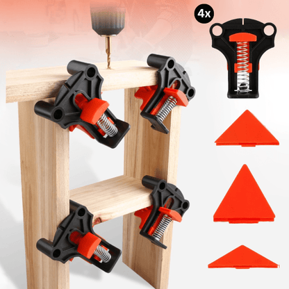 Efficient Woodworking Clamp Set with Ergonomic Handles and Corner Pieces for Precision Work - Black and Orange-1