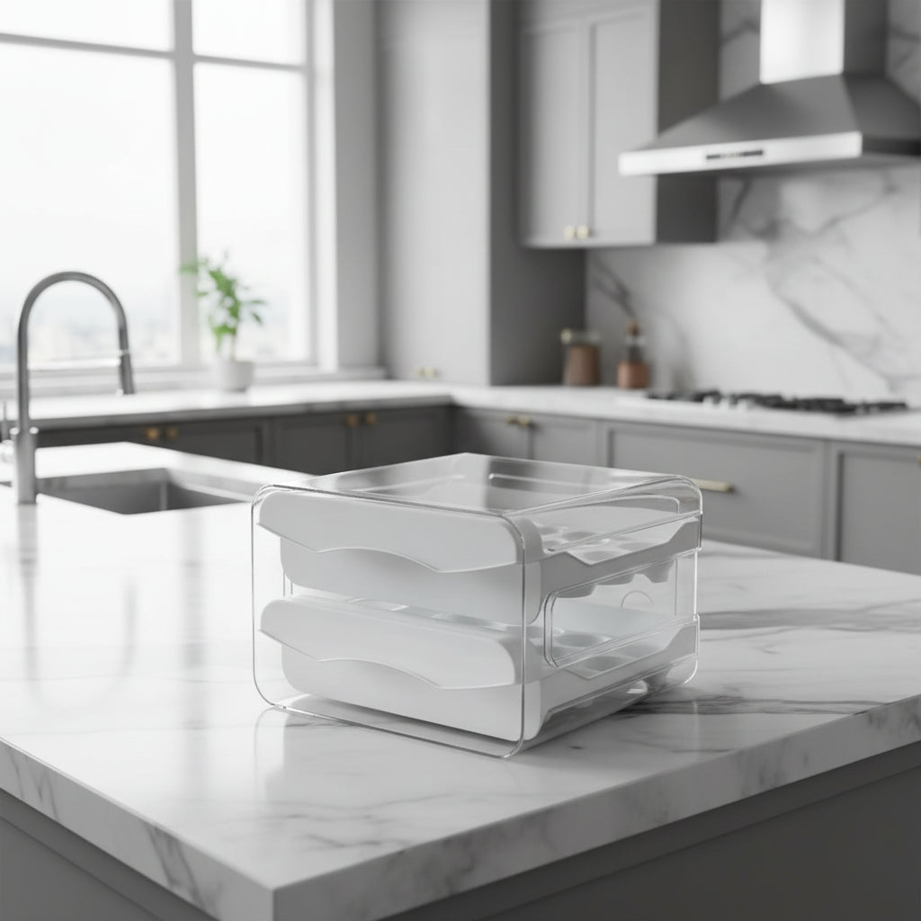 EGGSTACK – 2-layer refrigerator egg box with drawers and a 32-egg capacity 0