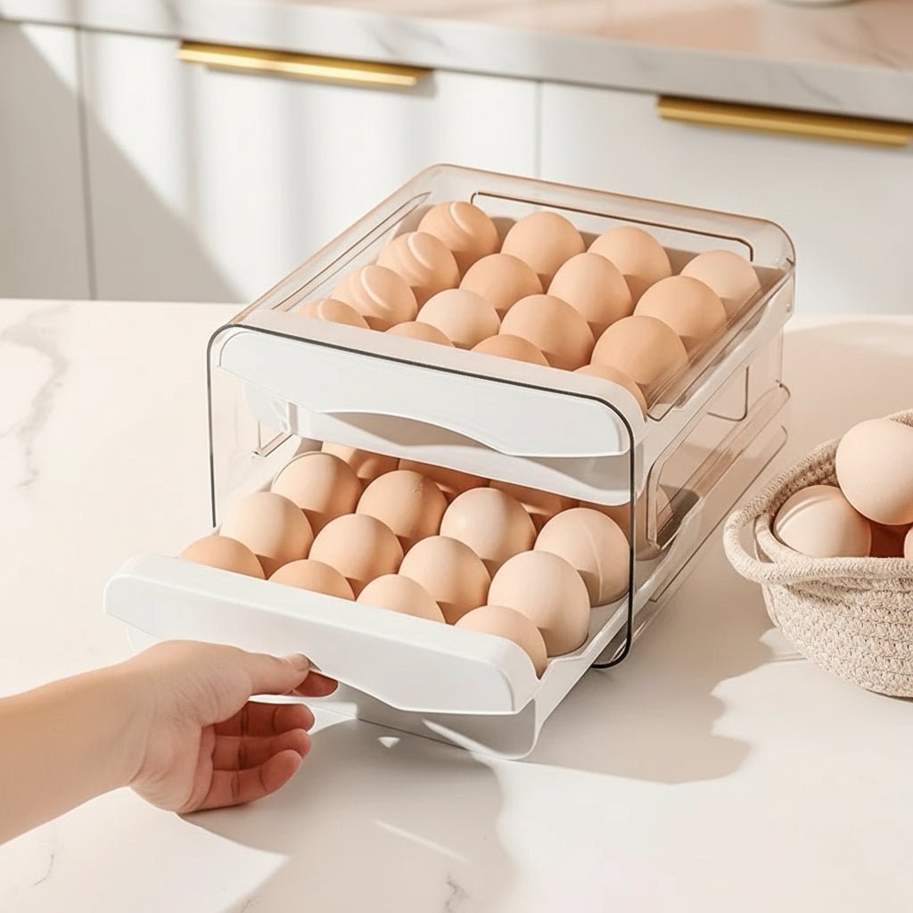 EGGSTACK – 2-layer refrigerator egg box with drawers and a 32-egg capacity 1
